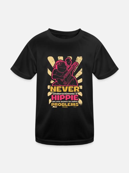 Frieden löst alle Probleme Hippie - Kinder Funktions-T-Shirt - Schwarz - Vorne