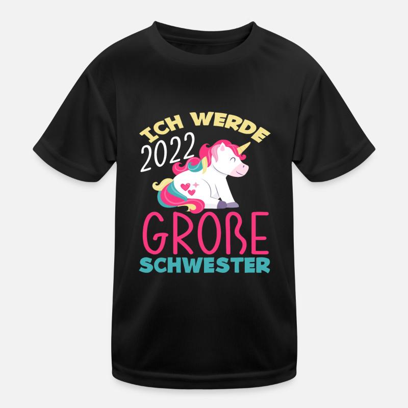 Einhorn Ich Werde Große Schwester 2022 Kinder Funktions-T-Shirt