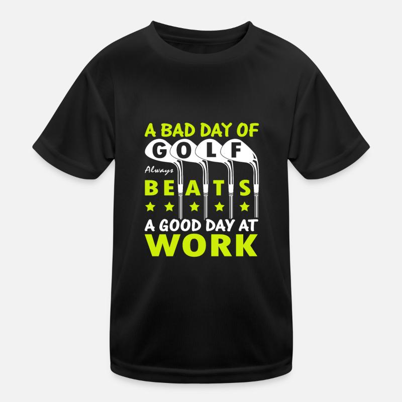 golf beats work - Kinder Funktions-T-Shirt - Schwarz