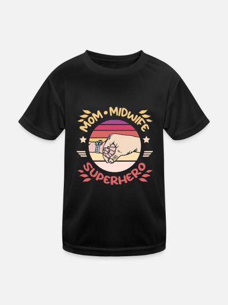 Maman sage-femme super-héroïne - T-shirt sport Enfant - noir - Devant