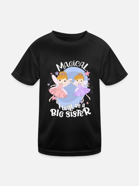 I Will Be A Big Sister Fairy Promoted Big Sister - Kids Functional T-Shirt - black - Front