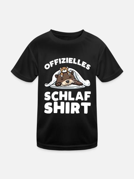 Schlaf Schlafender Otter Plüschtier Schlafshirt - Kinder Funktions-T-Shirt - Schwarz - Vorne
