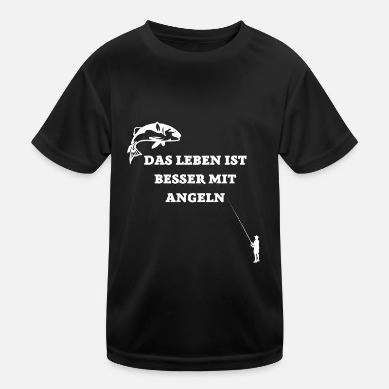 DAS LEBEN IST BESSER MIT ANGELN Kinder Funktions-T-Shirt