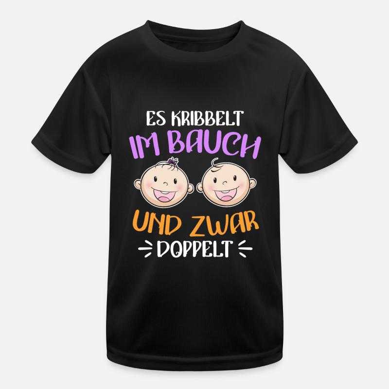 Kribbeln im Bauch Mutter von 2 Zwillinge im Bauch Kinder Funktions-T-Shirt