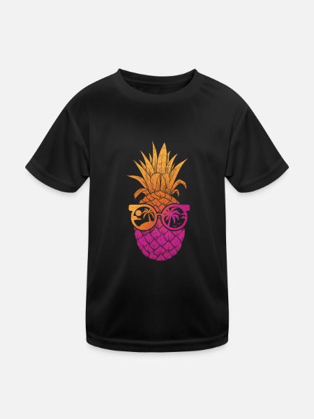 Summer Tie-Dye Pineapple Hawaiian Summer Tropical - Kids Functional T-Shirt - black - Front