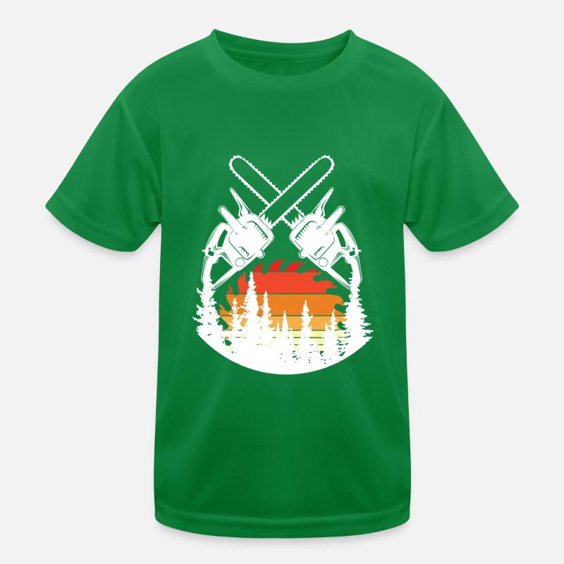 Chainsaw Axe Forester Lumberjack Saw Chain Kids Functional T-Shirt