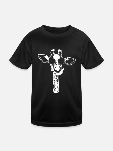 Giraffe With Sunglass Giraffe Lover Zoo Animal Fun - Kids Functional T-Shirt - black - Front