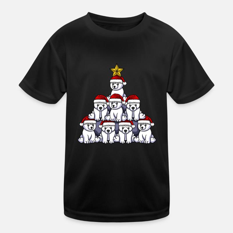 Polar Bear Christmas Tree Kids Functional T-Shirt