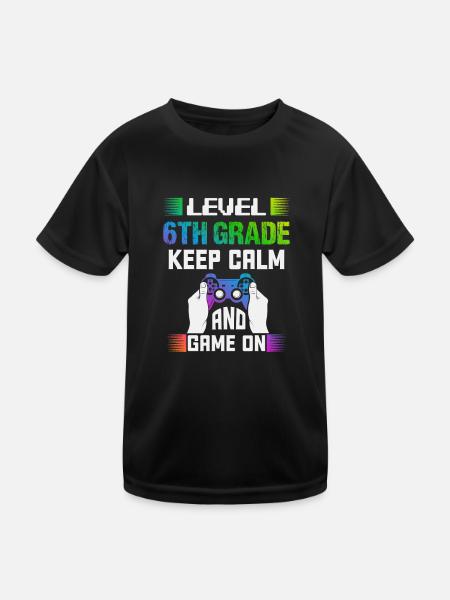 Level 6TH GRADE keep calm and game on - Kids Functional T-Shirt - black - Front