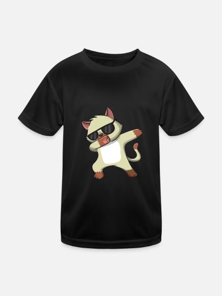 Katzen-Sonnenbrille - Kinder Funktions-T-Shirt - Schwarz - Vorne
