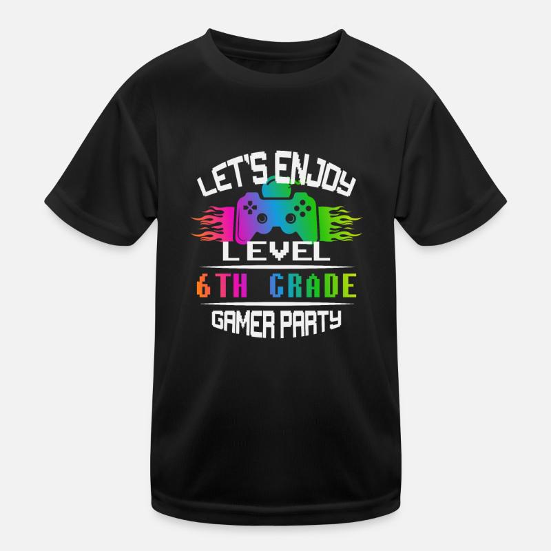 Level 6TH GRADE keep calm and game on - Kinder Funktions-T-Shirt - Schwarz