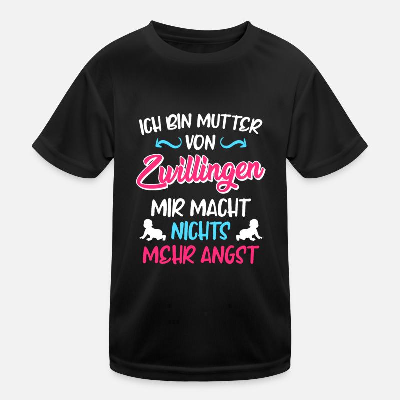 Mutter von Zwillingen Liebe hoch 2 schwangere Mama Kinder Funktions-T-Shirt