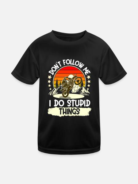 Motocross - Kinder Funktions-T-Shirt - Schwarz - Vorne