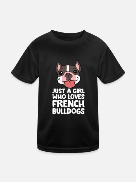 Juste une fille qui aime Français bouledogues - T-shirt sport Enfant - noir - Devant