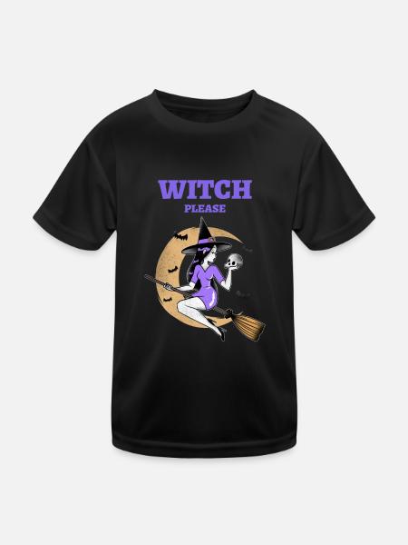 WITCH PLEASE Design pour *Halloween* - T-shirt sport Enfant - noir - Devant