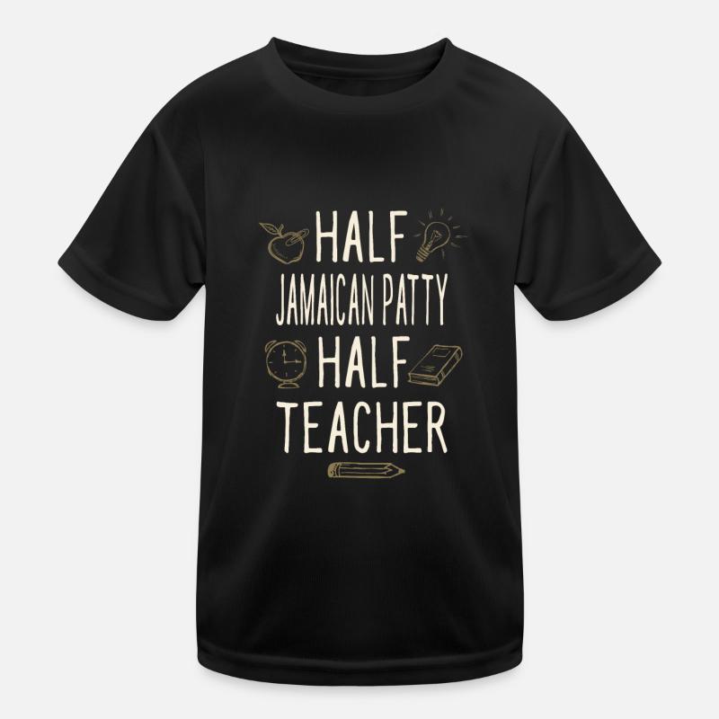 Half Jamaican Patty Half Teacher Funny Professor Kids Functional T-Shirt