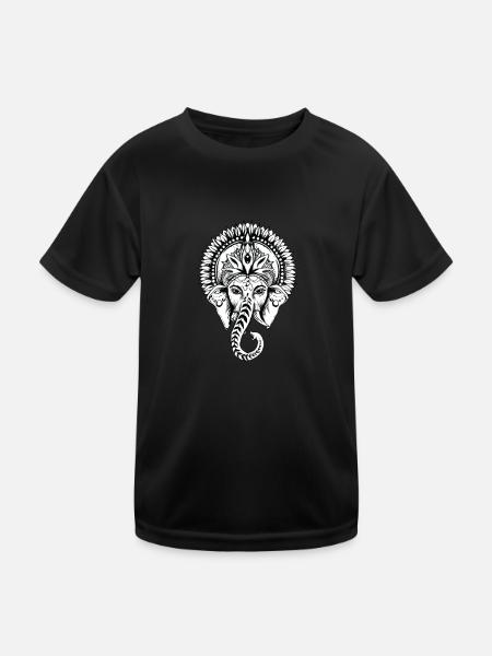 Ganesha I Hinduismus Buddhismus Motiv für - Kinder Funktions-T-Shirt - Schwarz - Vorne