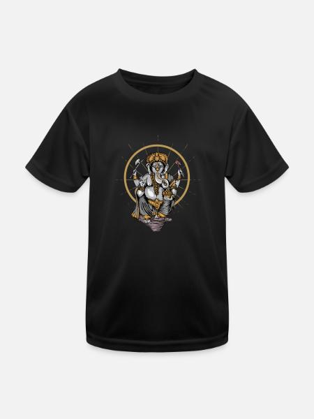 Ganesha I Hinduismus Buddhismus Motiv für - Kinder Funktions-T-Shirt - Schwarz - Vorne