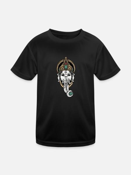 Ganesha I Hinduismus Buddhismus Motiv für - Kinder Funktions-T-Shirt - Schwarz - Vorne