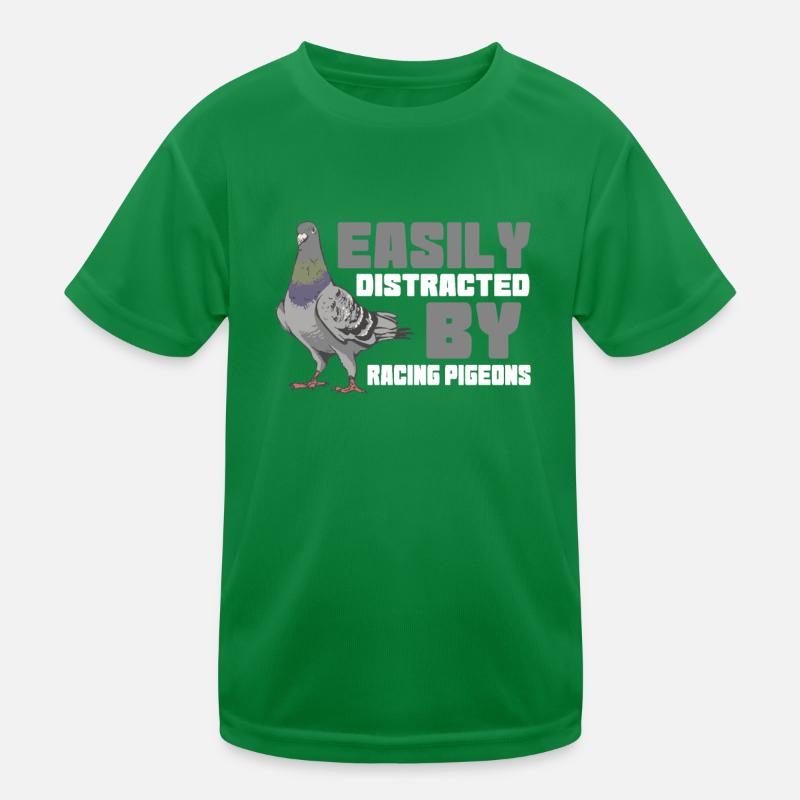 Easily Distracted By Pigeon Racing Kids Functional T-Shirt