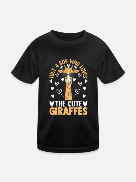 Girafe - Juste un garçon qui aime les girafes mignonnes - T-shirt sport Enfant - noir - Devant