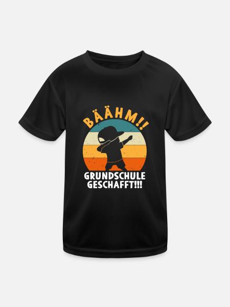 Grundschule geschafft Absolvent Abgänger - Kinder Funktions-T-Shirt - Schwarz - Vorne