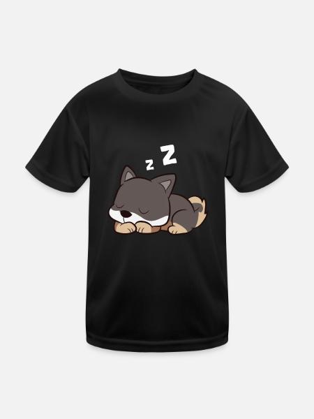 Shikoku Dog Sleeping Kochi-Ken Dog Japan Shikoku - Kids Functional T-Shirt - black - Front