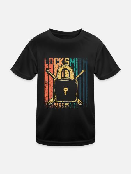Retro Vintage Locksmith - Kids Functional T-Shirt - black - Front