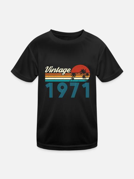 Vintage 1971 Vintage Geburtstag Retro Vintage - Kinder Funktions-T-Shirt - Schwarz - Vorne