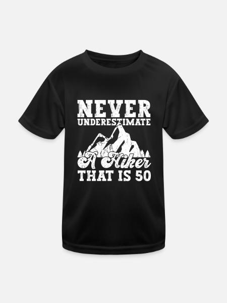 Wandern 50. Geburtstag Wanderer 50 Jahre Outdoor - Kinder Funktions-T-Shirt - Schwarz - Vorne