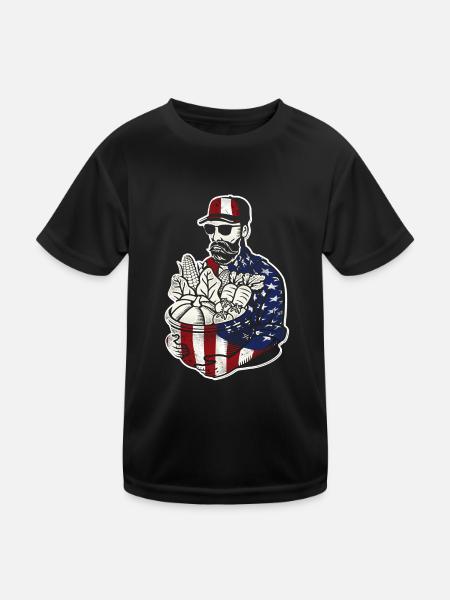 Farming Farmer American Flag Us - Kids Functional T-Shirt - black - Front