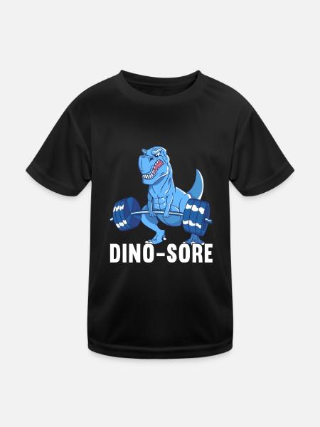 Dino Fitness Weightlifting - Kids Functional T-Shirt - black - Front