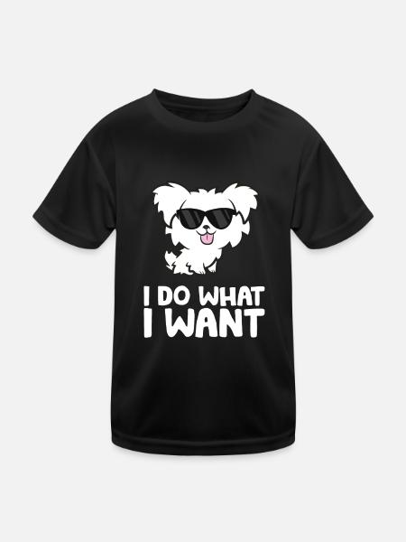Morkie Welpe Ich mache was ich will Lustiger - Kinder Funktions-T-Shirt - Schwarz - Vorne