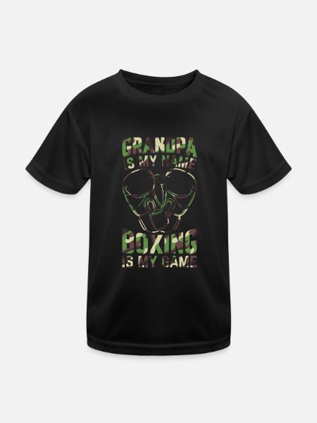 Boxing Grandpa is my Name Boxing is my Game - Boxi - Kinder Funktions-T-Shirt - Schwarz - Vorne