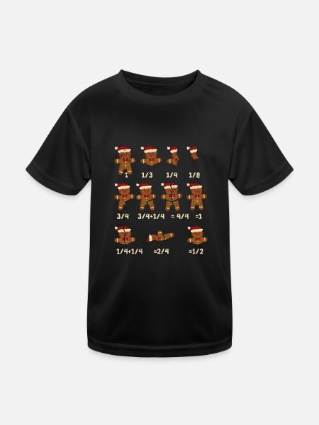 Weihnachten Math Lehrer Bruch Lebkuchen Cookie - Kinder Funktions-T-Shirt - Schwarz