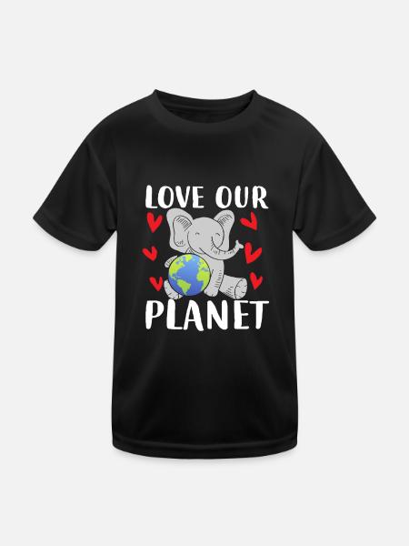 Aimez notre planète Elephant Earth - T-shirt sport Enfant - noir - Devant