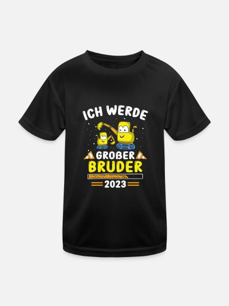 Großer Bruder Bagger 2023 - Kinder Funktions-T-Shirt - Schwarz - Vorne