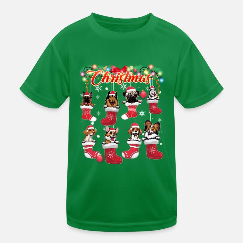 Chiens mignons de Noël en bas T-shirt sport Enfant