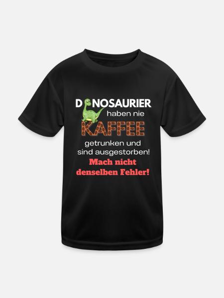 Dinosaurier Haben Keinen Kaffee Getrunken - Kinder Funktions-T-Shirt - Schwarz - Vorne