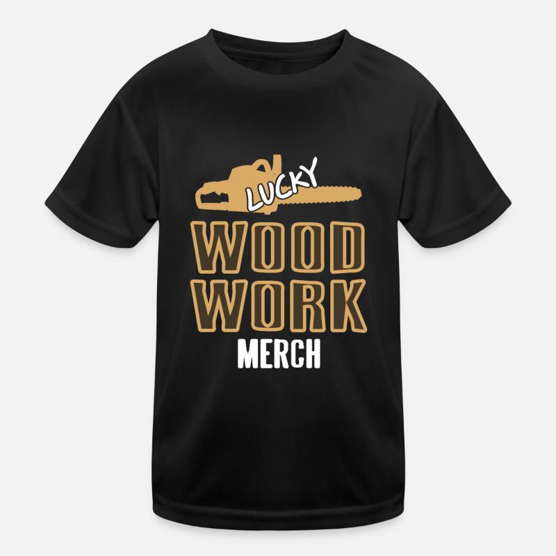 Lucky Wood Work Merch Cool Retro Wood Worker Kids Functional T-Shirt