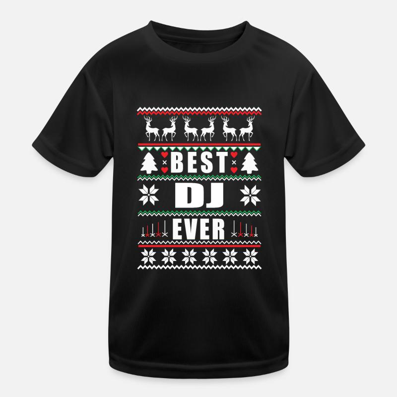 Funny Ugly Christmas Best Dj Ever Kids Functional T-Shirt