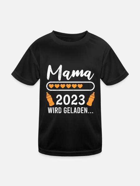 Mama 2023 loading Mutter Schwangerschaft Mama - Kinder Funktions-T-Shirt - Schwarz - Vorne