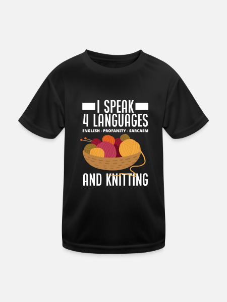 Langues à tricoter Sarcasme - T-shirt sport Enfant - noir - Devant