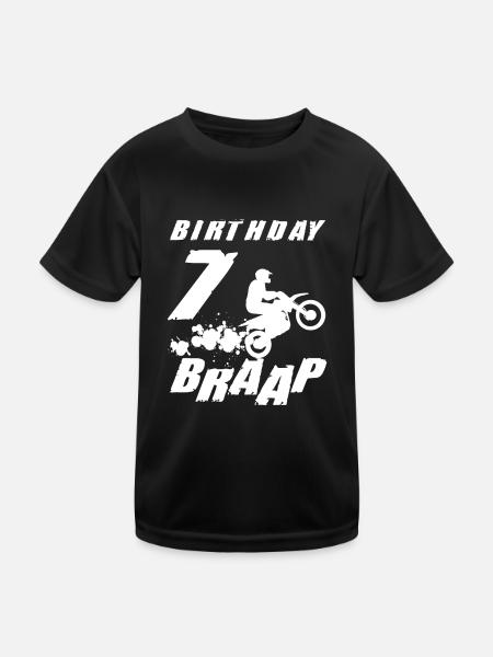 Seven 7yr 7th Motocross Birthday Boy 7 Years Old - Kinder Funktions-T-Shirt - Schwarz - Vorne