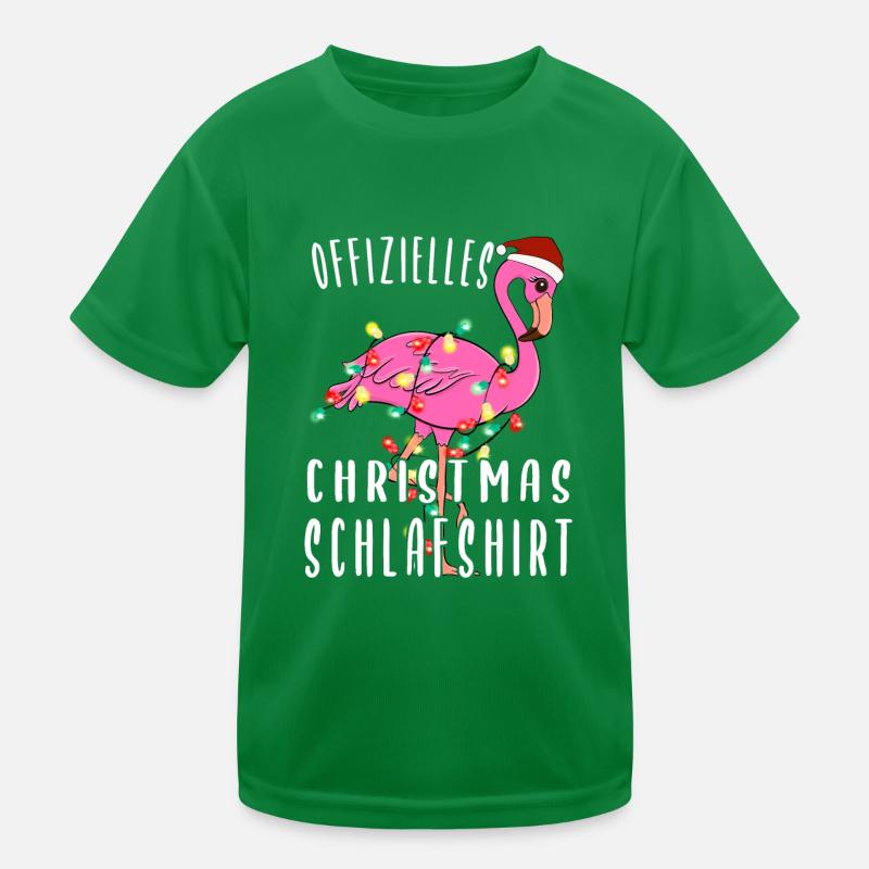 Flamingo Christmas Sleeping Shirt Kids Functional T-Shirt