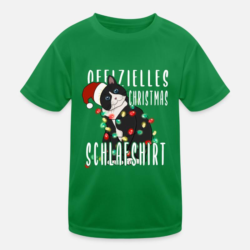 Cat Christmas Sleeping Shirt Kids Functional T-Shirt