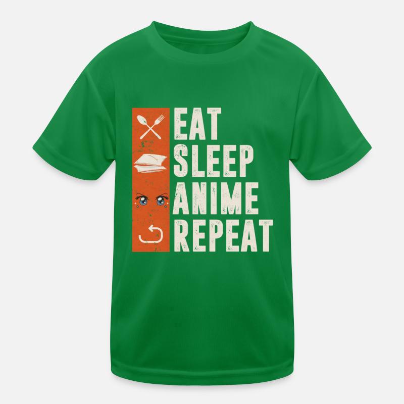 Sleep Anime Repeat Kids Functional T-Shirt