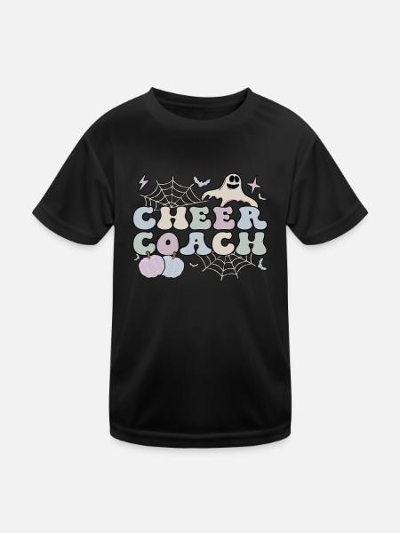 Cheer Coach Halloween Cheerleading Coach Gifts - Kids Functional T-Shirt - black - Front