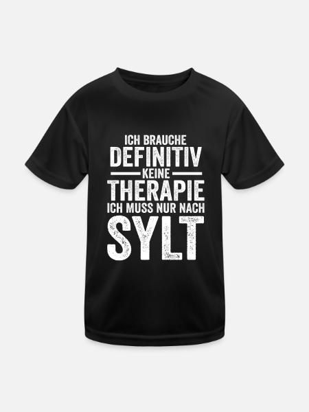 Nordsee Sylt - Kinder Funktions-T-Shirt - Schwarz - Vorne