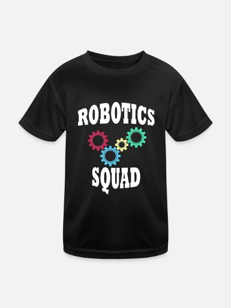 Mechaniker Robot Squad Robotik Ingenieur - Kinder Funktions-T-Shirt - Schwarz - Vorne
